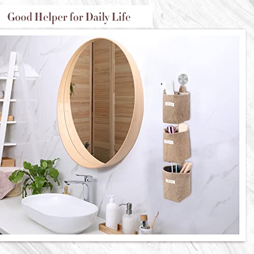 Boao 18 Pcs Wall Hanging Storage Foldable Basket Bags for Organizer Decorative Small Cotton Linen Box 5 x 4.7 Collapsible Bin Bag with Handle, Family Door Closet Desktop Gadget Decor