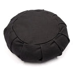 Myga Zafu Yoga Meditation Cushion with Washable Cover - Floor Cushion Pillow with Natural Buckwheat Filling - Soft Round Cotton Design for Meditating or Pranayama Exercises - color: Black