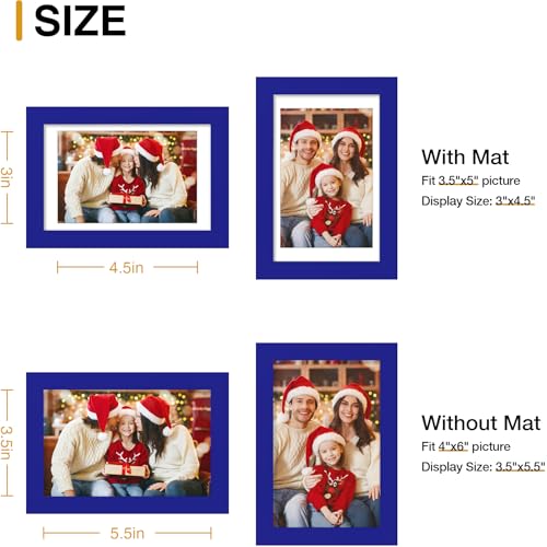 decorUhome 4x6 Picture Frame Set of 10, Display Photos 3.5x5 with Mat or 4x6 Unmatted for Picture Frames Collage Wall Decor, Royal Blue - color: Royal Blue, size: 4x6