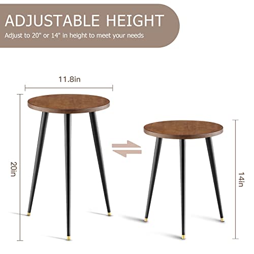 KINNARY Tall Plant Stand Indoor, Mid Century Wood Plant Stand Plant Table for Flower Pots, Heavy Duty Metal Plant Holder, Modern Home Decor Small Round Side End Table (11.8"x20") - color: Walnut 11.8"x20"
