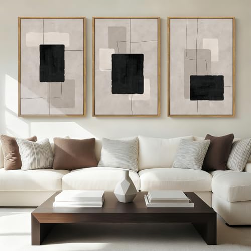 ANHUIB Modern Abstract Wall Art Canvas,Neutral Abstract Wall Art Framed,Contemporary Minimalist Prints,Geometric Line Artwork,3 Piece 16 * 24IN Mid Century Painting for Living Room Bedroom Office - color: Modern Abstract, size: 24"L x 16"W