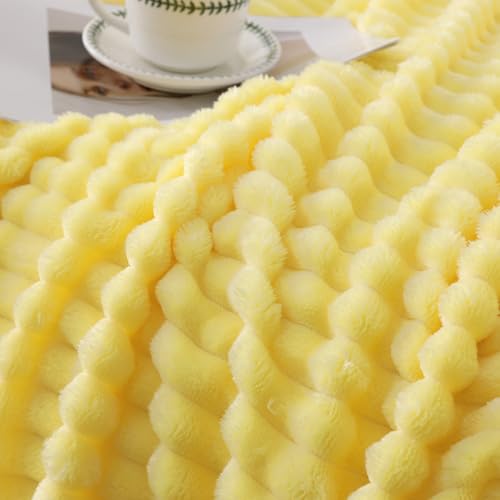 Banana Yellow Throw Blanket for Couch Sofa 5070 inches Striped Fleece Blankets Room Home Decor Lightweight Plush Soft Cozy Gifts for Women Mom Girls - color: Banana Yellow, size: Twin(60"x80")