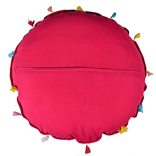 Rajasthani Handmade Colorful Decorative Floor Pillow Cover Meditation Patchwork Patchwork Cushion Seating Accent Boho Chic Indian Handmade Cover ONLY (Pink, 32X32 Inches) - color: Pink