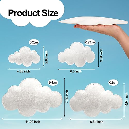 ayfjovs 10pcs 3D Cloud Decoration Hanging Cloud for Ceiling Decor, Felt 3D White Cloud Ornament for Art Stage Wedding Nursery Children Room Party Baby Shower Cloud Props - style: Puffy Style-10pcs