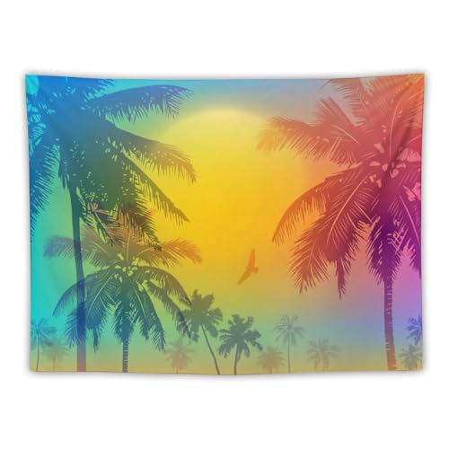 Kurtect Tropical Beach Tapestry,Colorful Coconuts Tree Palm Tree Summer Ocean Print Tapestries for Party Beach Picnic Blankets Tablecloths Living Room Wall Deocr, 30x40 in - color: style-10, size: 40"L x 30"W