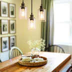 MAXvolador Industrial 3-Light Pendant Light, Adjustable Hanging Light Fixture with Clear Glass Shade, Pendant Lighting E26 Base Ceiling Lamp, Oil-Rubbed Bronze - color: Oil-Rubbed Bronze