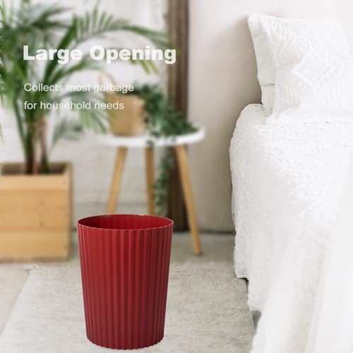 JiatuA Small Trash Can Plastic Wastebasket Round Garbage Container Bin for Bathroom, Kitchen, Bedroom, Home Office, College Dorm, Dark Red - color: Red, size: 1.8 Gallons