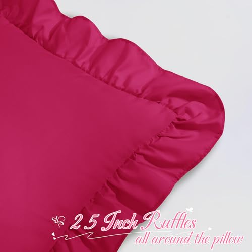 Hot Pink Ruffle Lumbar Pillow Cover 12x20 Inch, Ruffled Cushion Case Covers for Couch Sofa Bed Living Room, Decorative Farmhouse Throw Pillow Cover, Pack of 1 - color: Hot Pink, size: 20" x 12" (Pack of 1)