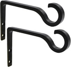 Hanging Plant Bracket 6inch Metal Plant Hook Shepherds Hook Decorative Wall Plant Hanger for Hanging Lanterns, Bird Feeder, Flower Basket, Home Decor Indoor & Outdoor 2 Pack (Black)