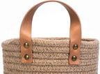 2pack Small Hanging Baskets-Cotton Rope Wall Basket with Handle, Hanging Storage Basket, Shelf Baskets Storage Bin Closet Organizer - 6.3" x 7", Woven Plant Basket (Jute-black) - color: Jute-black