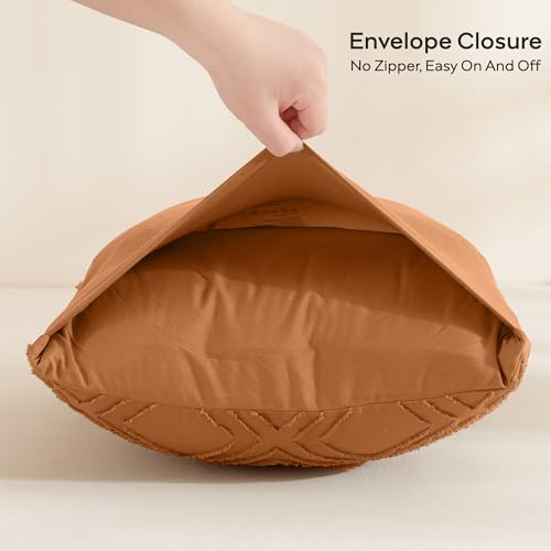 JELLYMONI Pillowcases Body Size Rust 1 Pack Boho Plaid Bed Pillow Covers 20x54in Polyester Envelope Pillow Shams Tufted Bohemian Jacquard Knit Textured (Pillows are not Included) - color: 03 - Rust - Grid, size: 54" x 20" (Pack of 1)