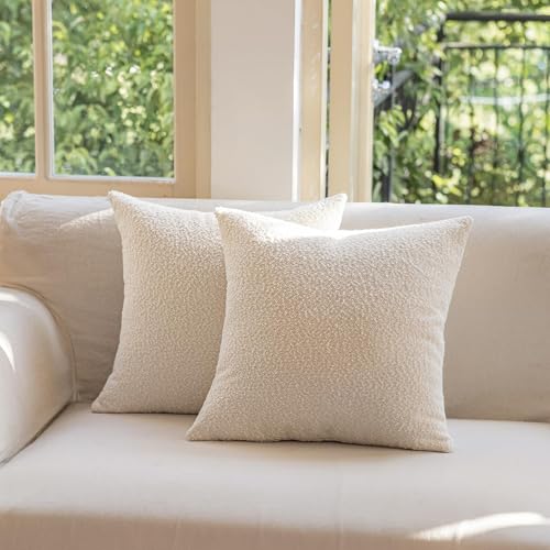 GEEORY Decorative Throw Pillow Covers 26x26 Inch Pack of 2,Textured Boucle Neutral Cushion Cases for Bed Couch Sofa, Accent Modern Farmhouse & Minimalist Home Decor (Cream) GE02-26 - color: Cream, size: 26" x 26" (Pack of 2)