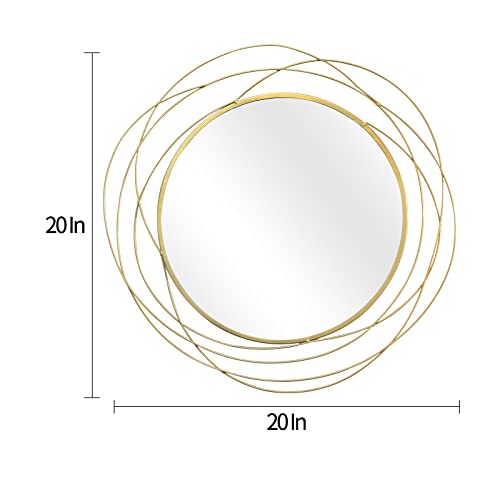 ironsmithn Wall Mirror Mounted Round Decorative Mirrors Circle for Bathroom Vanity, Living Room or Bedroom (Gold1) - color: Gold, size: 20" x 20"