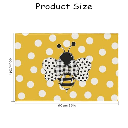 Bee Area Rug Small Spring Summer Entryway Rugs Non-Slip Indoor Outdoor Front Door Mat Soft Floor Carpet for for Kitchen Bedroom Bathroom Room Holiday Decor 2x3 Feet - color: Bee