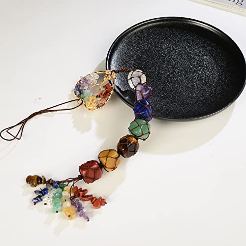 Handmade Crystal Window Car Hanging Ornaments 7 Chakra Home Decoration Feng Shui Ornament Car Decoration Christmas Decorations Ornaments (Chakra- Heart Shape) - color: A-style 12