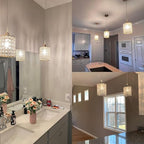 TISLYCO Modern Crystal Pendant Light Fixtures Set of 2, Ceiling Hanging Crystal Chandelier Over Kitchen Island Sink Lighting,Chrome Pendant Lighting For Dining Room, Bathroom, Hallway, EntryWay,Closet - color: 5.9"x5.5"-2*Silver pendant light