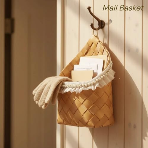 2 Pack Hanging Wall Baskets for Entryway & Front Door – Woven Wicker Baskets for Flowers, Mail, Keys – Boho Farmhouse Wall Decor Set for Plants