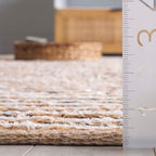 SAFAVIEH Cape Cod Collection Area Rug - 6' Round, Natural & Navy, Handmade Jute Blend, Braided Design, Ideal for the Living Room, Dining, Bedroom (CAP151N) - color: Natural/Navy, size: 6' (Round)