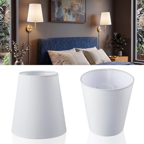 Teenyyou Small Empire Lamp Shade Set of 2, 4.3"top x 6.3"bottom x 6.6" High Suitable for E26/e27, White Fabric Lamp Shades for Table, Floor, Bedside, Wall - color: White, style: Empire
