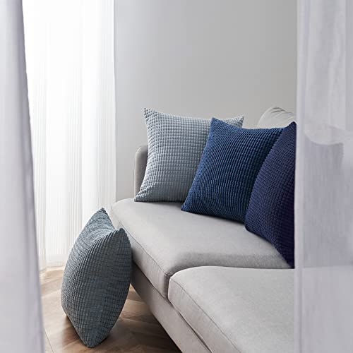 Topfinel 4 Packs Blue Decorative Throw Pillow Covers 24x24 Inch for Living Room Couch Bed Sofa, Boho Western Farmhouse Home Decor, Square Soft Moss Corduroy Fall Cushion Case 60x60 cm - color: Blue, size: 24" x 24" (Pack of 4)