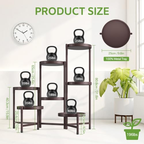 iDavosic.ly 7 Tier Large Plant Stand Indoor, 10 Inch Wide Tall Corner Metal Plant Stands Outdoor for Multiple Plants, Folding Tiered Flower Display Holder Rack Shelf, Violet Bronze - color: Violet Bronze, size: 7 Tiers