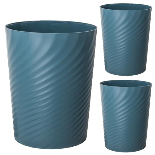UUJOLY Plastic Small Trash Can Wastebasket, Garbage Container Basket for Bathrooms, Laundry Room, Kitchens, Offices, Kids Rooms, Dorms, 1.8 Gallon, Bluish Green, 3 Pack - color: Dark Blue, size: 1.8 Gallon/3 Pack
