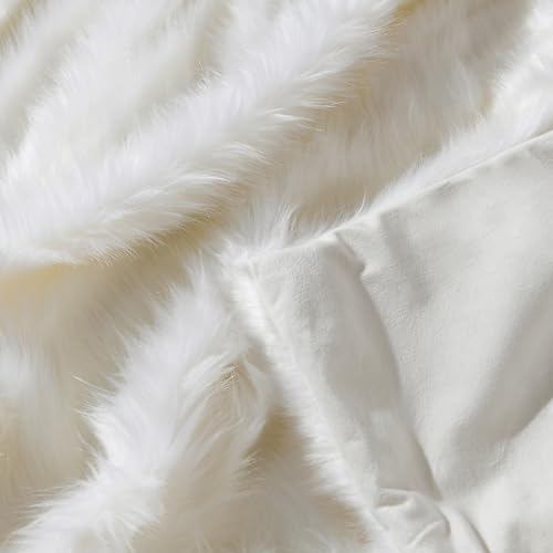 HORIMOTE HOME Luxury Plush Faux Fur Blanket, Long Pile White Throw Blanket, Super Warm, Soft, Cozy Faux Fur Throws for Couch Bed Sofa, Aesthetic Home Room Decor Throw, 60" x 80" - color: Cream, size: 60″×80″