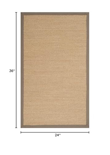 SAFAVIEH Area Rug 2x3 - Natural Fiber Collection - Maize & Grey, Sisal, Woven Design with Border (NF141G) - color: Maize/Grey, size: 2' x 3' (Rectangular)