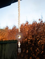 Wooden Wind Chimes with Suncatcher, Boho Hanging Windchimes Sun Catcher Home Decor, and Clear Crystal Prism - Suitable as a Gift for Mom and Women, Rainbow Maker for Windows, Porches, and Patios