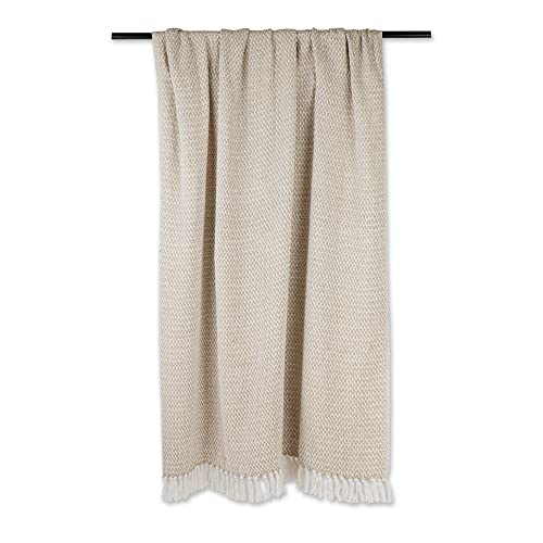 DII Woven Throw Collection 100% Cotton, Basketweave, 50x60, Stone - color: Stone, size: 50x60"