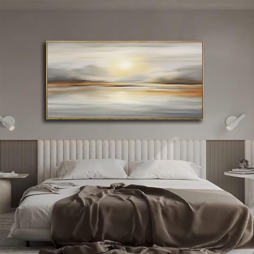 Framed Wall Art Abstract Seascape Canvas Printing Wall Decor Artwork for Living Room Bedroom Dining Room Home Office Decor 30x60inch - color: Grey, size: 30"L x 60"W