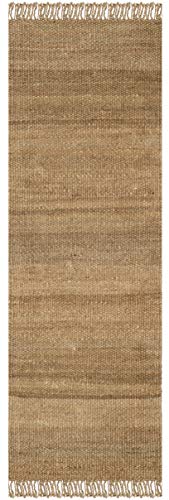 SAFAVIEH Natural Fiber Collection Runner Rug - 2'6" x 6', Natural, Handmade Boho Fringe Woven Jute, Ideal for High Traffic Areas in Living Room, Bedroom (NF368A) - color: Natural, size: 2'6" x 6' (Runner)