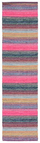 SAFAVIEH Montauk Collection Runner Rug - 2'3" x 9', Red & Blue, Handmade Flat Weave Boho Stripe Cotton, Ideal for High Traffic Areas in Living Room, Bedroom (MTK851Q) - color: Red/Blue, size: 2'3" x 9' (Runner)
