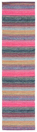 SAFAVIEH Montauk Collection Runner Rug - 2'3" x 9', Red & Blue, Handmade Flat Weave Boho Stripe Cotton, Ideal for High Traffic Areas in Living Room, Bedroom (MTK851Q) - color: Red/Blue, size: 2'3" x 9' (Runner)