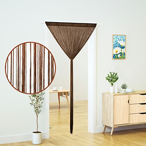 YaoYue Doorway String Curtain Door Curtains,Boho Hippie Hanging Fringe Room Divider for Patio Bedroom Closet Kitchen Laundry,Room Window Wall Door Decor(39x110inch/100×280cm,Brown) - color: Brown, size: 39"W x 110"L (Pack of 1)
