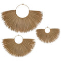 PEMAR Set of 3 Woven Seagrass Fan Wall Decor - Large Boho Raffia Jute Wall Hanging Hanging Decor for Living Room Bedroom, Handmade Rustic African Fan Wooden Wall Art, Unique Housewarming Gift (XL: 35.4" D, L: 27.6" D, M: 19.7" D)