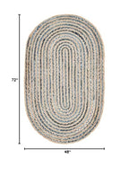 SAFAVIEH Cape Cod Collection Area Rug - 4' x 6' Oval, Natural & Blue, Handmade Flat Weave Jute, Ideal for High Traffic Areas in Living Room, Bedroom (CAP250A) - size: 4' x 6' (Oval)