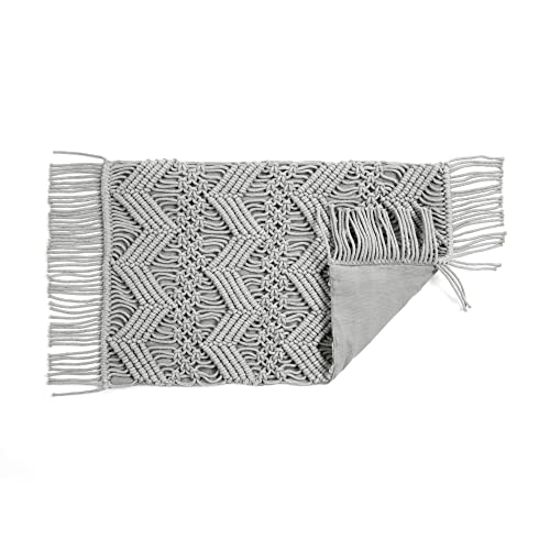Lush Decor Studio Chevron Macrame Decorative Throw Pillow Cover, 13" W x 20" L, Gray - Rectangle Pillow Cover - Throw Pillows For Bed, Couch, Or Chair - color: Gray