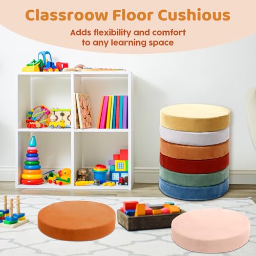 GlikCeil 8 Pcs Round Floor Pillow Cushions for Kids Classroom 15'' Soft Flexible Seating Chair Floor Seats for Reading Corner Playroom - Winter & Spring School Supplies (Gilded Earth Collection) - color: Gilded Earth Collection