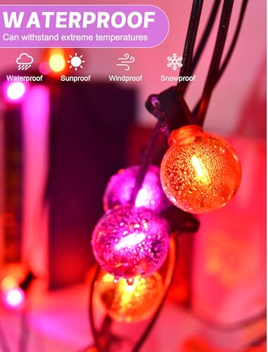 SUNSGNE G40 LED Halloween String Lights Outdoor 50FT Halloween Globe Lights with 27 LED Shatterproof Clear Orange Purple Bulbs(2 Spare) for Patio Balcony Backyard Pergola Decor - color: Orange Purple, size: 50FT