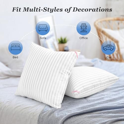 EIUE Throw Pillow Inserts, Machine Washable Pillows,Premium Polyester Fiber Fill for Sofa Bed & Decorative Cushions (White, 18x18inch) - size: 18x18inch