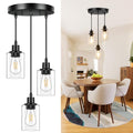 Licperron 3-Light Pendant Light Fixtures, Black Pendant Lights Kitchen Island, Adjustable Pendant Lighting with Clear Glass Shade, Modern Hanging Light Fixtures for Dining Room, Hallway, Living Room - size: 3-Lights