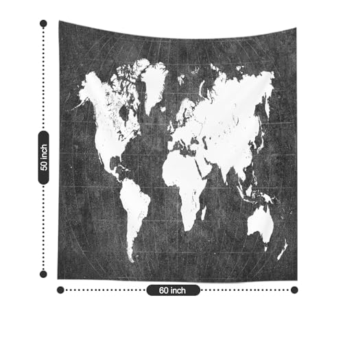 CAPSCEOLL Black World Map Wall Tapestry, 50x60 Inches, Perfect for College Dorm Room Decorations, Christmas Gifts - color: Black White, size: 50"L x 60"W