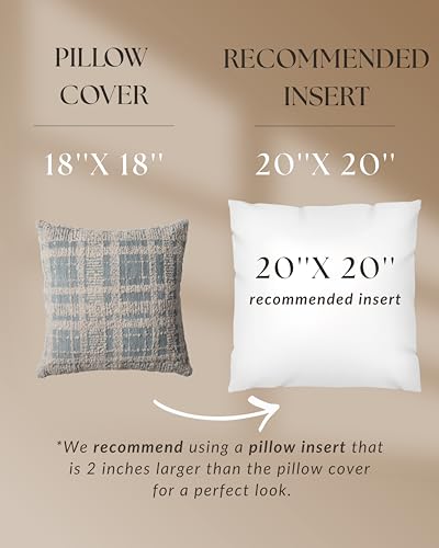 Woven Jacquard Throw Pillow Cover, Pack of 1 Geometric Pattern Textured Decorative Cushion Covers for Sofas, Couches, Fade Resistant Pillow for Sofa & Couch, Teddy, Blue, 18x18 Inch - color: Blue