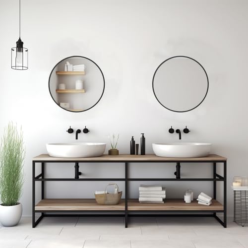 Sunniry Small Round Mirror, 16 inch Black Circle Mirror, Matte Metal Frame | High Definition Mirror, No Distortion, Easy Installation, Circular Mirrors for Bathroom, Bedroom, Vanity, Wall Decor. - color: Black, size: 16"L x 16"W