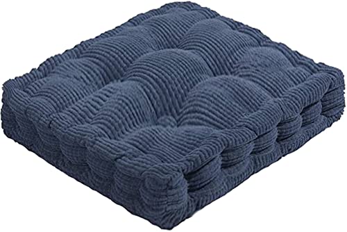 ChezMax Floor Pillow & Cushion, Large Meditation Chair Cushions, Thick Square Seat Pad, Soft Velvet Tufted Seating Pouf for Indoor/Outdoor Yoga Bench Rocking Chair Room Tatami Sofa, Dark Blue 20"x20" - color: Dark Blue L