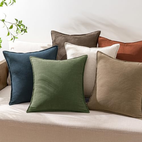 18x18 Inch Set of 2 Decorative Linen Solid Throw Pillow Covers Boho Accent Farmhouse Couch Pillowcases Modern Netural Home Decor for Couch Sofa Living Room Bed,Light Brown - color: Coco Brown, size: 18" x 18" (Pack of 2)
