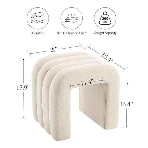 ONEVOG Beige Pouf Ottoman, Foot Rest for Couch 18 inch Cute Vanity Chairs for Makeup, Sturdy Frame, Living Room Decor, Upholstered Footrest for Dorm, Bedroom - color: Beige