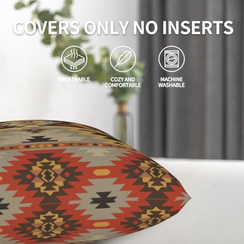 Aztec Geometric Native Throw Pillow Covers 18 X 18 Inch Set of 2 Pillow Cases Decoration Cushion Cover for Sofa Bedroom Living Room Outdoor - color: Aztec Geometric Native