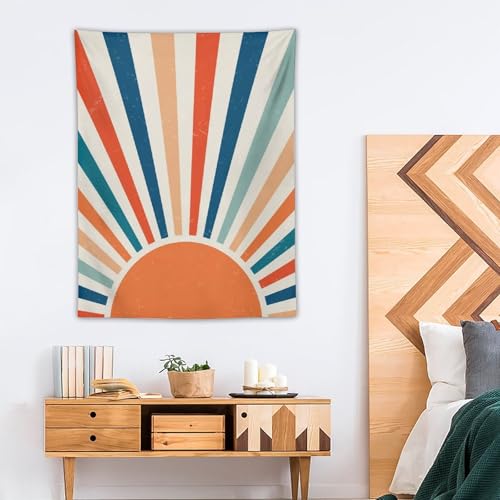 Rainbow Tapestry,Vintage Style Sunrise Minimal Design Geometric Tapestry Wall Hanging Home Décor for Bedroom Living Room Wall Décor W30" x 40"H - color: Bohemian Style_03, size: 40"L x 30"W